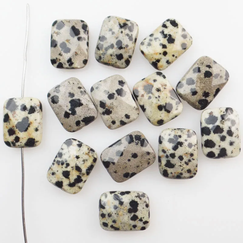(Бесплатная доставка) 13 шт граненые Dalmation каменные продолговатые бусины 16x12x6 мм
