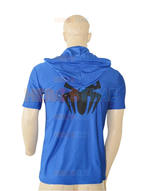 Free Shipping Scarlet Spider Spider-man Royal Blue Hooded T-shirt Cosplay Halloween Costume | Тематическая одежда и