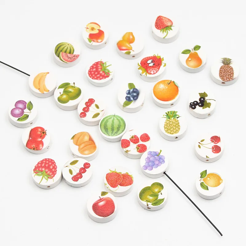 Деревянные бусины 30 шт. жизни фрукты Стиль разделитель для бисера деревянные