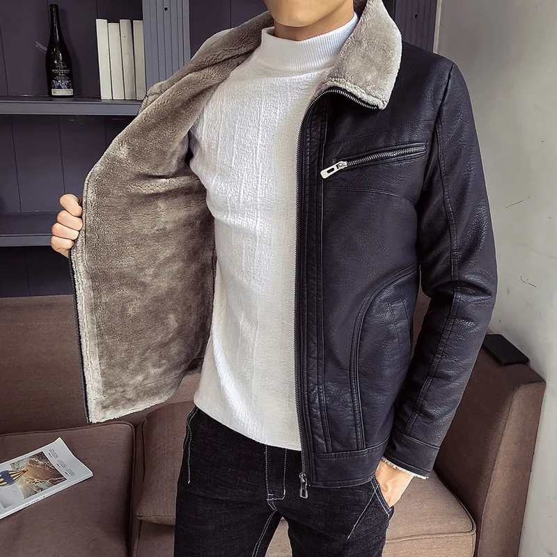 

Leather skinny handsome new men's leather jacket coat