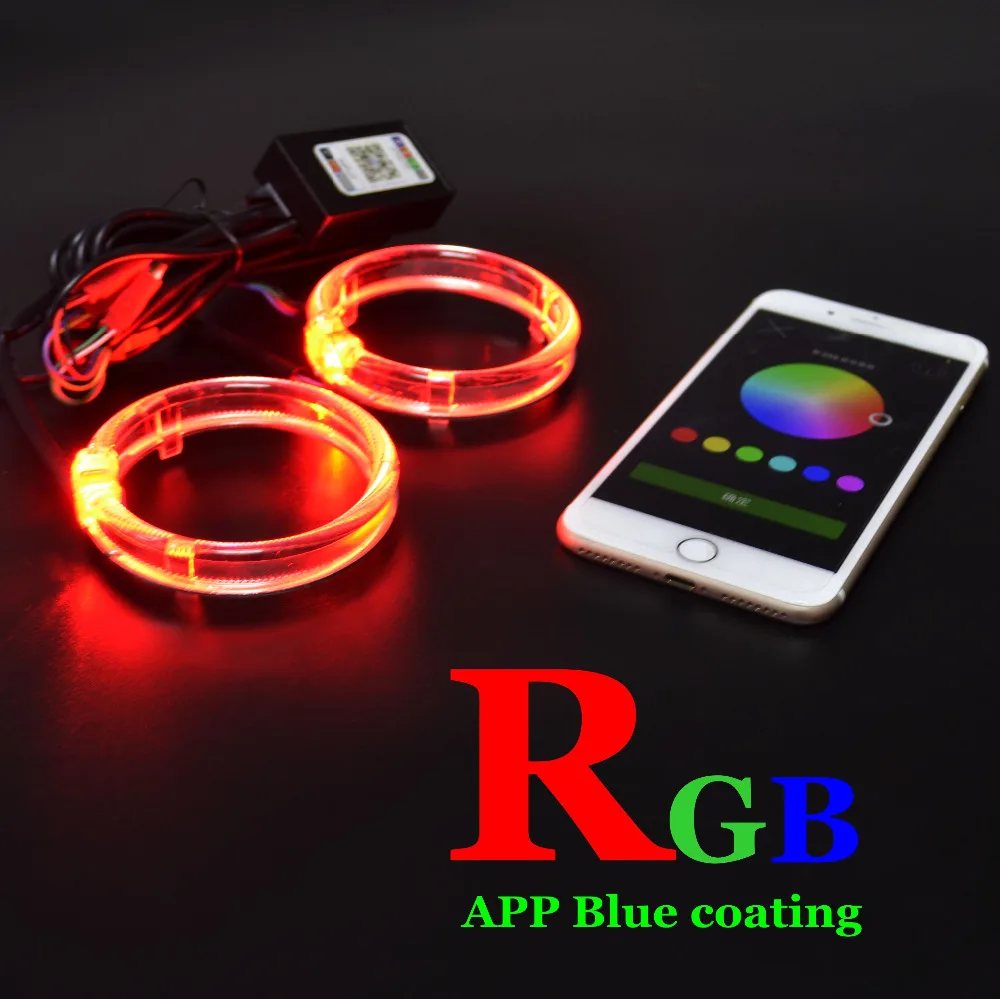 2,5 дюймов Автомобильный би ксенон hid объектив проектора с RGB приложение Bluetooth функция ангельские глазки маска лампа автомобильный комплект для сборки для H1 H4 H7