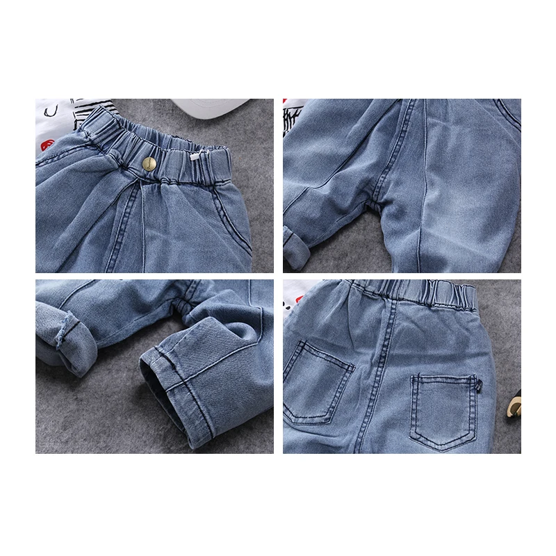 Укороченные брюки для мальчиков из денима на весну/осень|Джинсы| |
