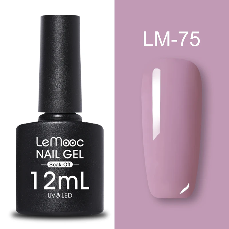 LM-75 LEMOOC, 12 мл, Цветной Гель-лак для ногтей, блестки, блестки, полуперманентный замачиваемый лак, УФ-гель, сделай сам, Гель-лак для ногтей - Цвет: LM-75