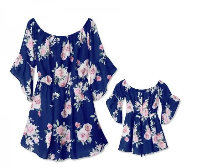 Одинаковые Платья с цветочным принтом для мамы и дочки милое платье повседневная