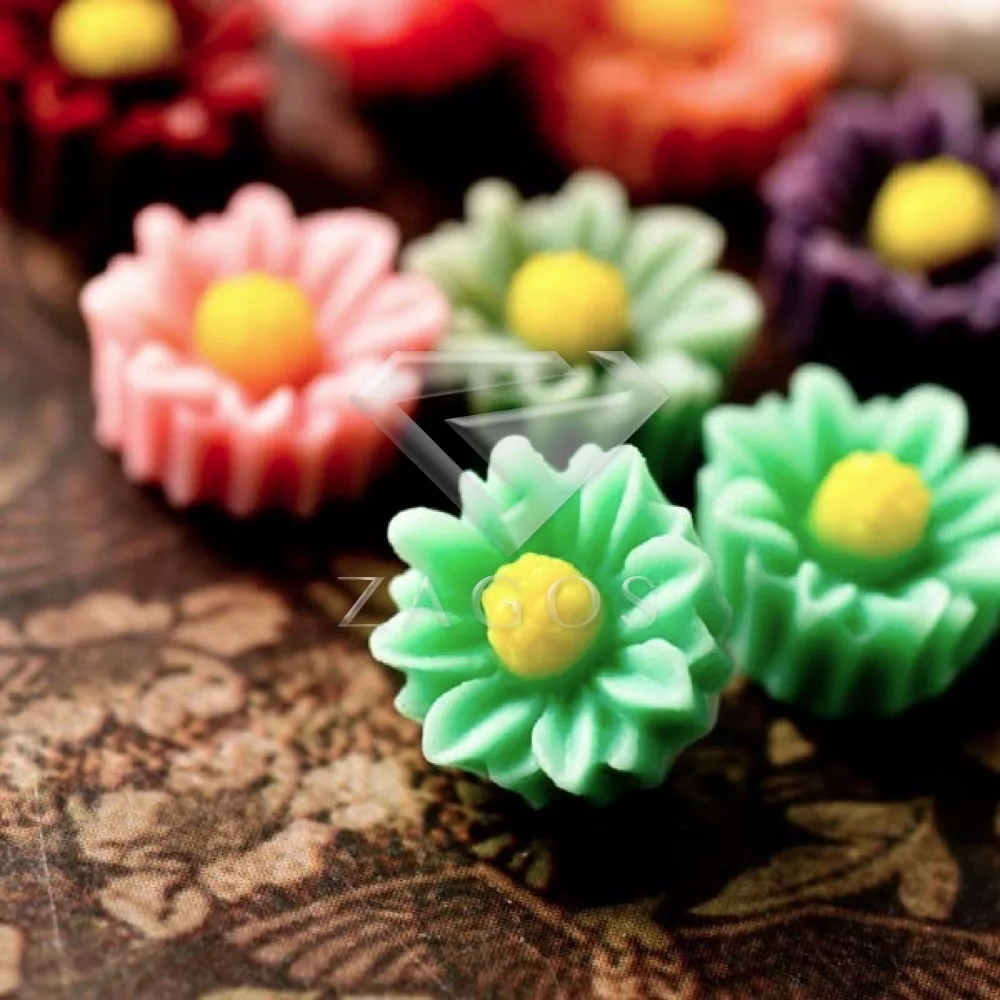 6/10 шт. полимер Винтажный стиль Дейзи цветок с плоской задней поверхностью камео