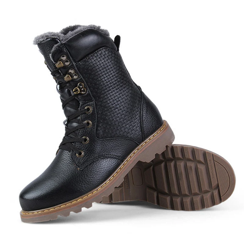 LAISUMK 2020 Warmest Winter Men's Boots Genuine Leather Handmade Men Snow For High Quality Plush Bottes hommes | Обувь