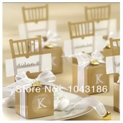 Подарочная коробка для свадебного кресла Золотая монограмма 100 шт. милая