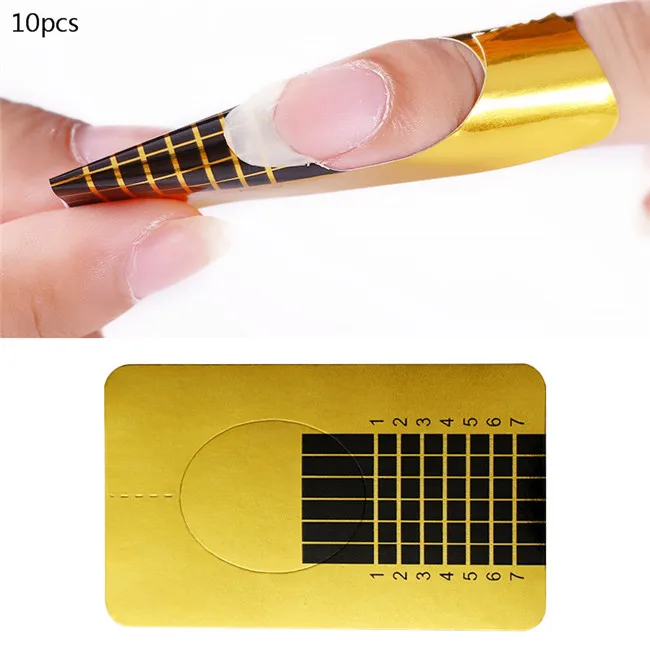 10Pcs Nail Form 1 м/1,5 м/2 м Профессиональный Стекловолоконный удлинитель для ногтей, стекловолокно для Шелкового наращивания, форма для ногтей, акриловые наконечники для маникюра - Цвет: 10Pcs Nail Form