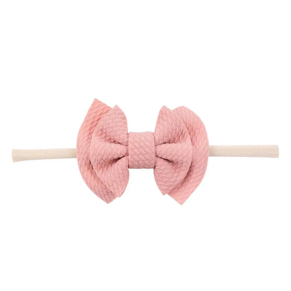 Texture Nylon Headbands 2020 New Arrival 4.5'' Hair Bows Hairband For Girls Soft Solid Elastic Kids DIY Accessories | Детская