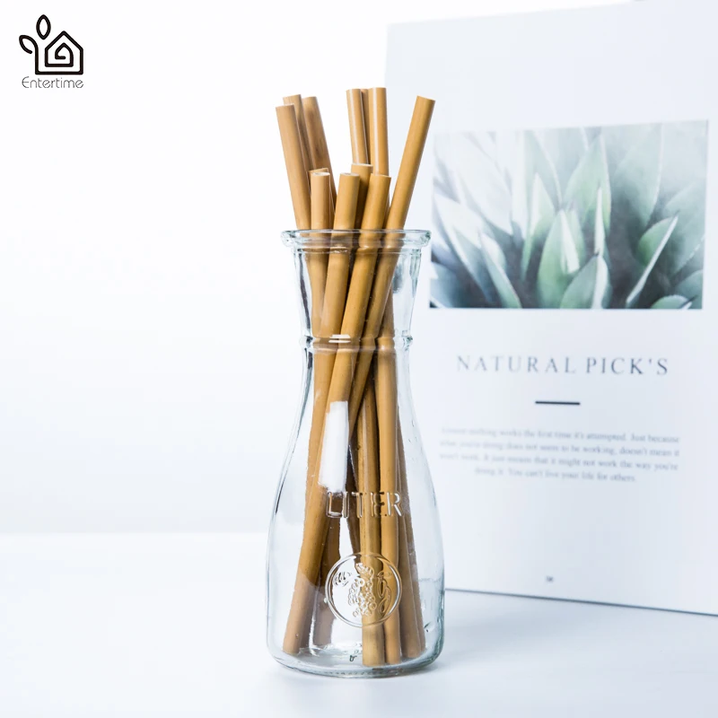 Развлечения оптом 100 шт./лот Натуральные Бамбуковые соломинки многократного