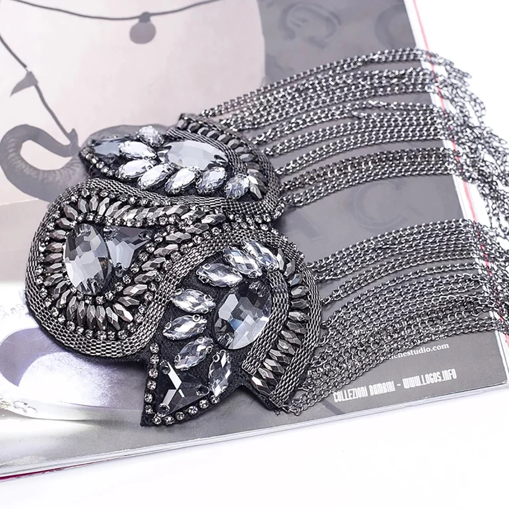 Стразы с бисером хрустальные мотивы цепные нашивки бахромой для одежды