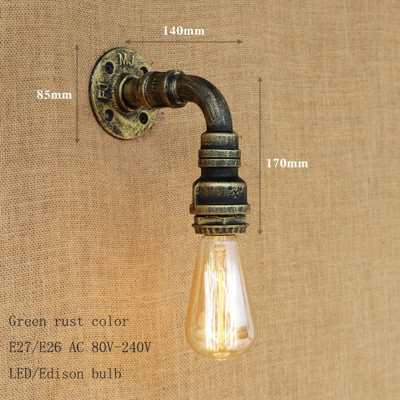 Винтажный Настенный светильник E27 в стиле лофт с водопроводной трубой