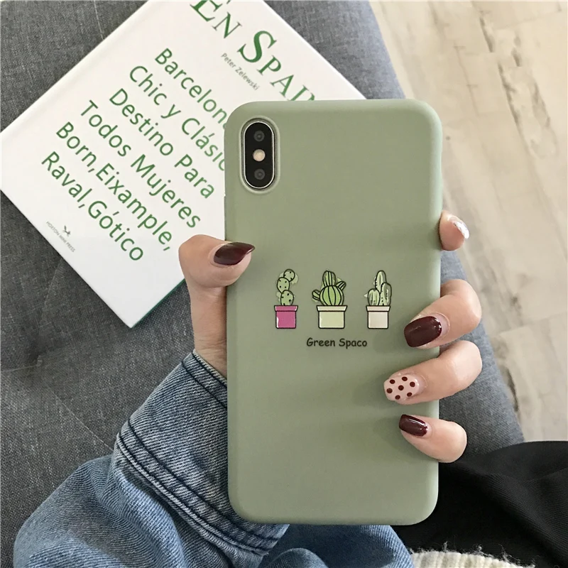 Lovebay Зеленый Кактус чехол для телефона s для iphone 7 Чехол Мягкий силиконовый ультратонкий задний Чехол для iphone XS Max XR X 6 6S 7 8 Plus