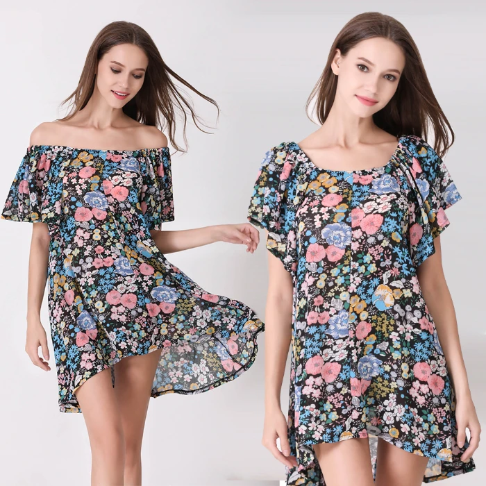 платье летнее 2019 женское сексуальное шеи слэш принт цветочный шифоновое 3825 50 |