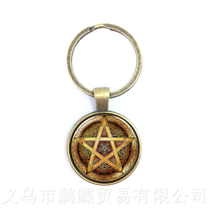 Брелок для ключей Pentacle Keychans с изображением дерева жизни стеклянный кабошон