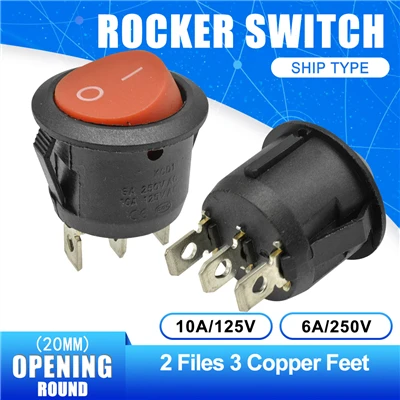 NO-OFF 3pin 2 шт./лот 20 мм мини круглый Кулисный Переключатель Пластиковый Кнопочный Переключатель 6A 250VAC 10A 125VAC вкл.-ВЫКЛ.-ВКЛ.-ВКЛ. 2Pin 3Pin - Цвет: NO-OFF 3pin