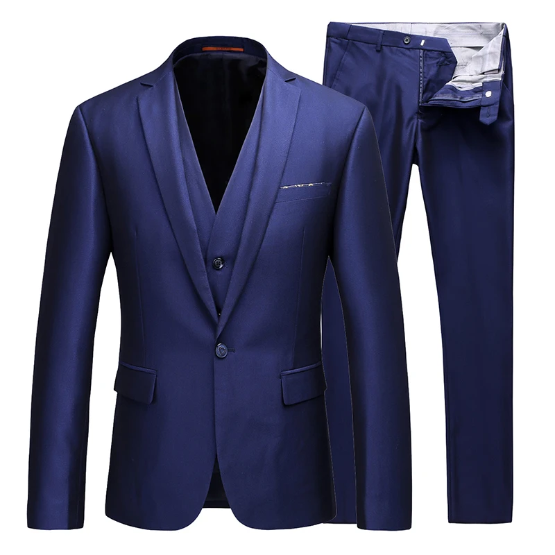 (Спереди + брюки жилет) Высококачественный модный костюм мужской глянцевый