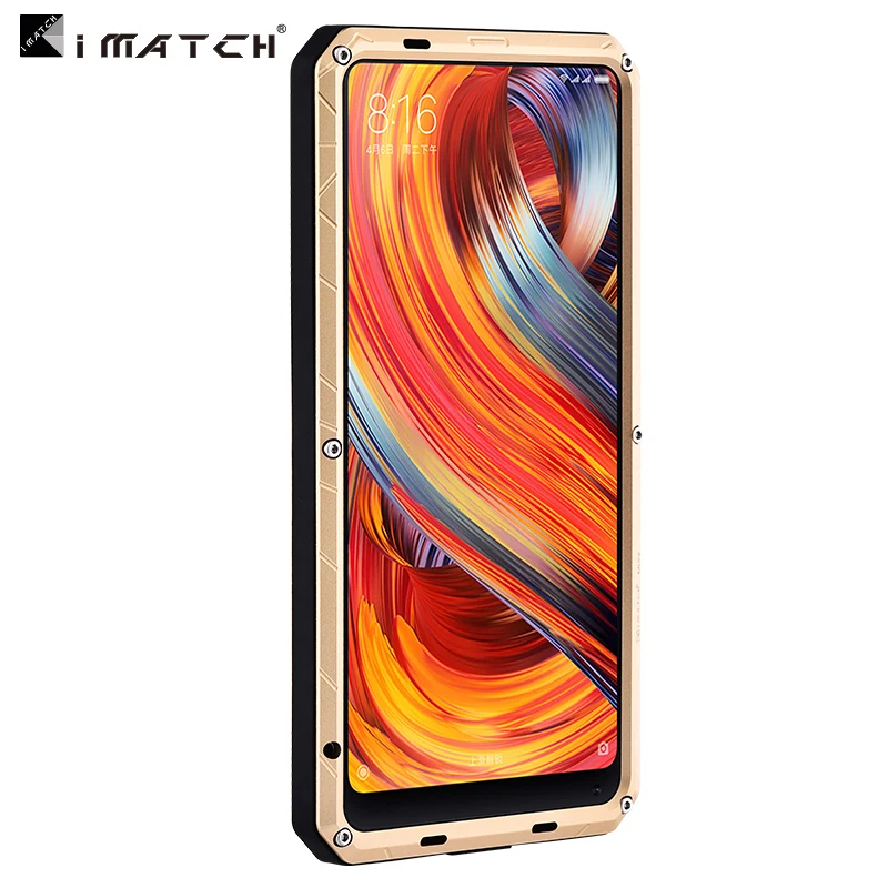 

Daily Waterproof Case For Xiaomi Mi Mix / Mix 2s Luxury Metal Silicone cover For Xiaomi Mix 2 360 Full Protection Phone Cases