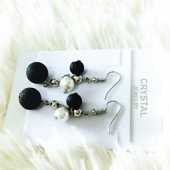 SHIYING make белые и черные микс Висячие Подвески Серьги черная ароматерапия Лава