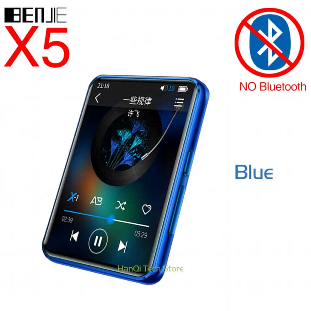 Blue NO Bluetooth Benjie X5 полный сенсорный экран Bluetooth MP3-плеер 8 ГБ 16 ГБ портативный музыкальный плеер со встроенным динамиком fm-радио рекордер электронная книга - Цвет: Blue NO Bluetooth