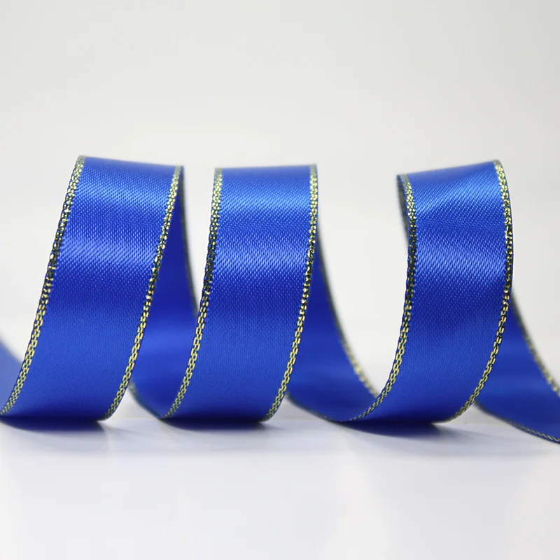 electric blue 352 YAMA атласная лента с золотыми краями 0,125 дюйма 3 мм 500 ярдов/партия для самостоятельного изготовления аксессуаров для платьев свадебные украшения - Цвет: electric blue 352