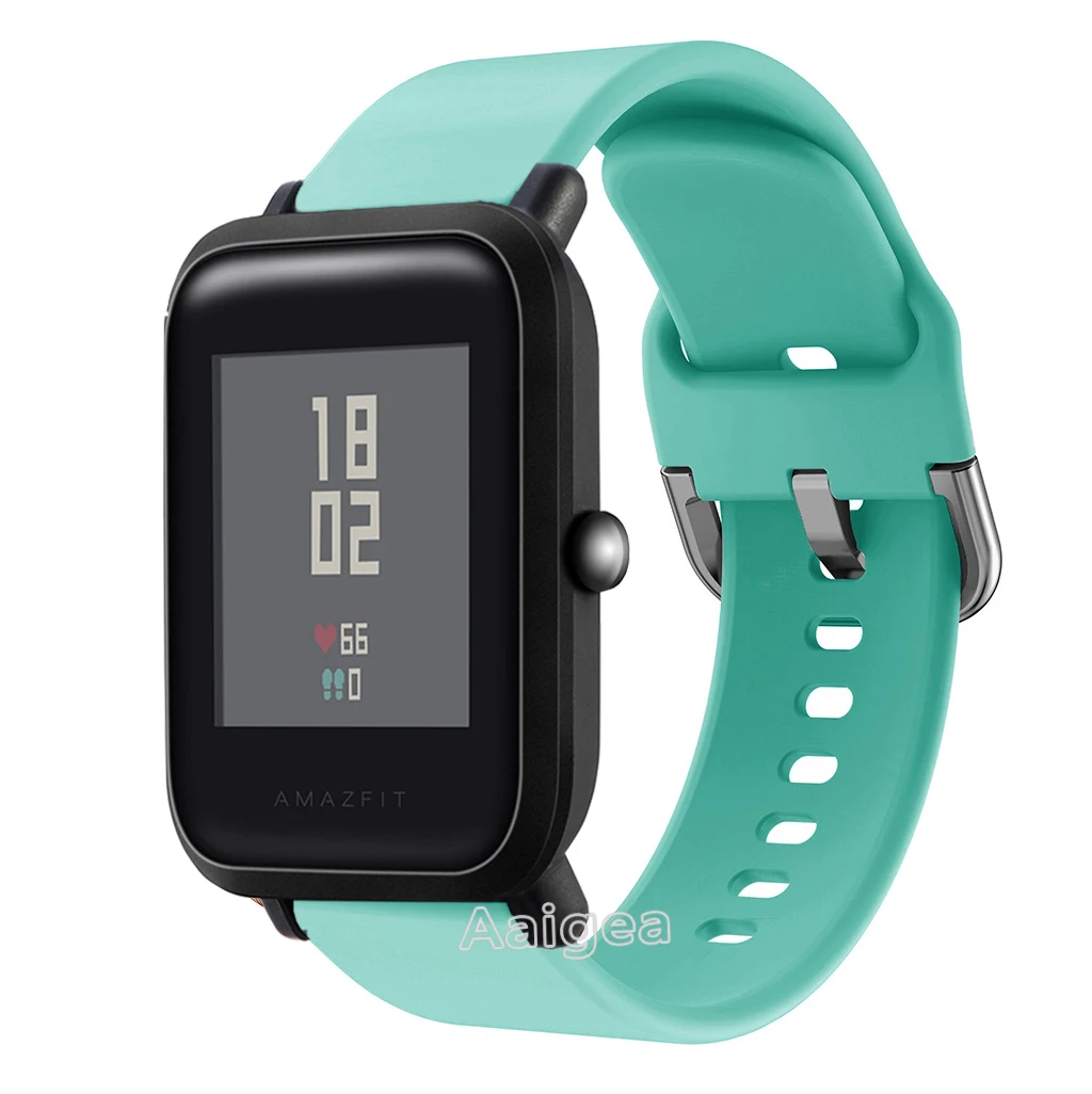Mint green Мягкий силиконовый ремешок для часов для Xiaomi Huami Amazfit Bip BIT PACE Lite, Молодежный сменный спортивный браслет 20 мм, ремешок на запястье - Цвет ремешка: Mint green