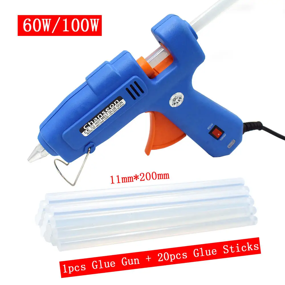 20pcs Glue Sticks Chanseon 20 Вт 40 Вт 60-100 Вт ЕС термоплавкий клеевой пистолет DIY термо Электрический силиконовый клеевой пистолет термотемпературный инструмент клей-карандаш - Цвет: 20pcs Glue Sticks