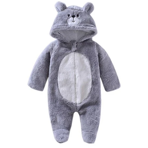 grey bear1013 Сезон весна-осень; теплые детские комбинезоны для новорожденных; Одежда для маленьких мальчиков; Комбинезон для маленьких девочек; комбинезоны с животными; пижамы; одежда; Roupas de bebe - Цвет: grey bear1013