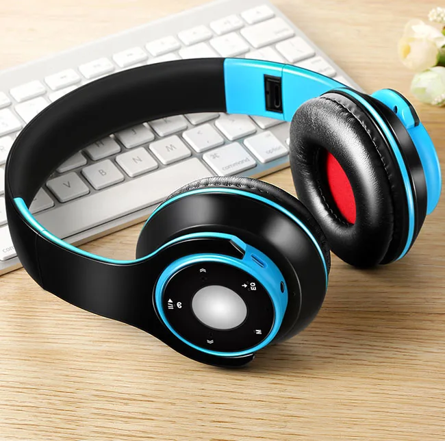 Наушники и наушники, беспроводная гарнитура, bluetooth наушники, mp3 плеер, sd-карта с Bluetooth 5,0 и микрофоном для музыки - Цвет: Blue