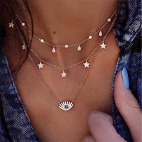 gold color choker for women short eyes crystal stars chain necklaces pendants laces velvet chokers fashion jewelry hot sell