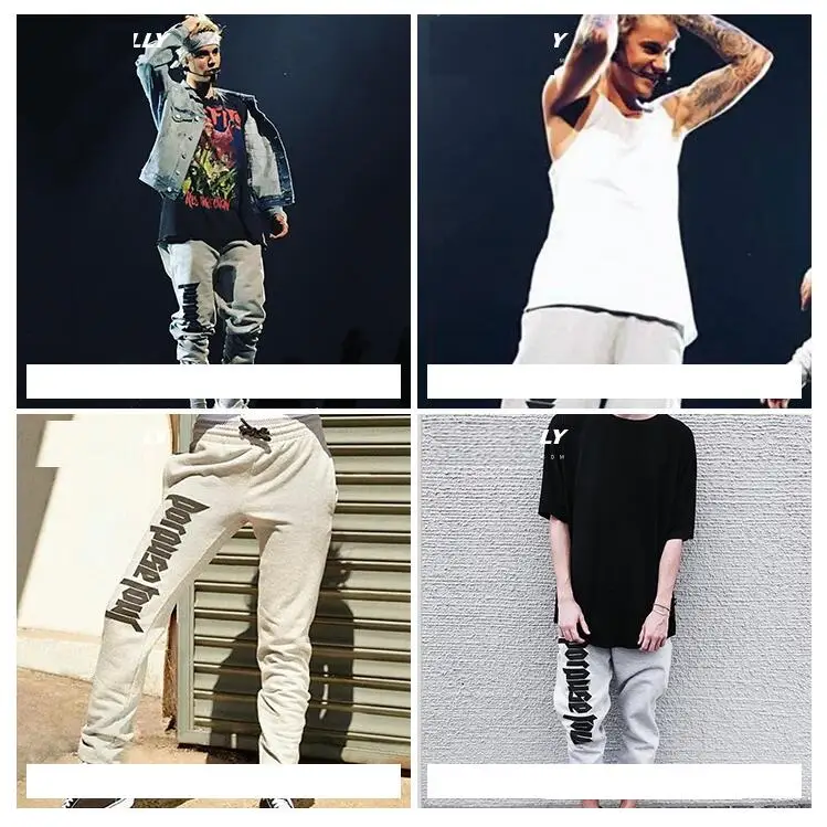Purpose Tour Sweatpants Men Drawstring Tracksuit Justin Bieber Rock Stage Joggers hip hop fashion Sweat Pants | Мужская одежда