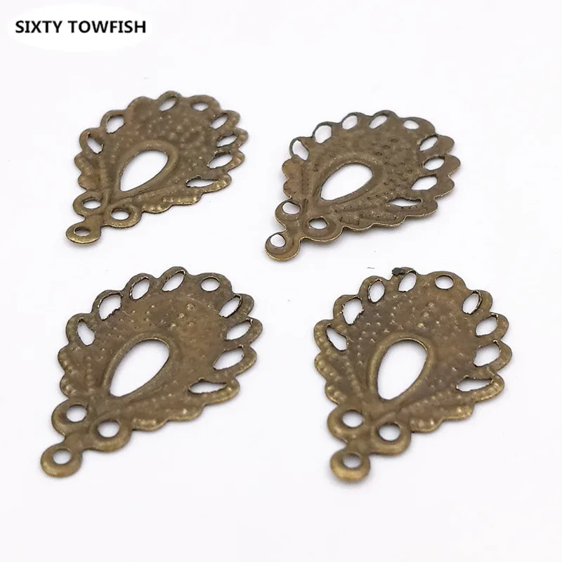 Antique bronze 50 шт./лот, 12 мм x 19 мм, 3 цвета, металлические филигранные цветы, срез, амулеты, Базовая установка, ювелирные изделия, сделай сам, компоненты, фурнитура - Цвет: Antique bronze