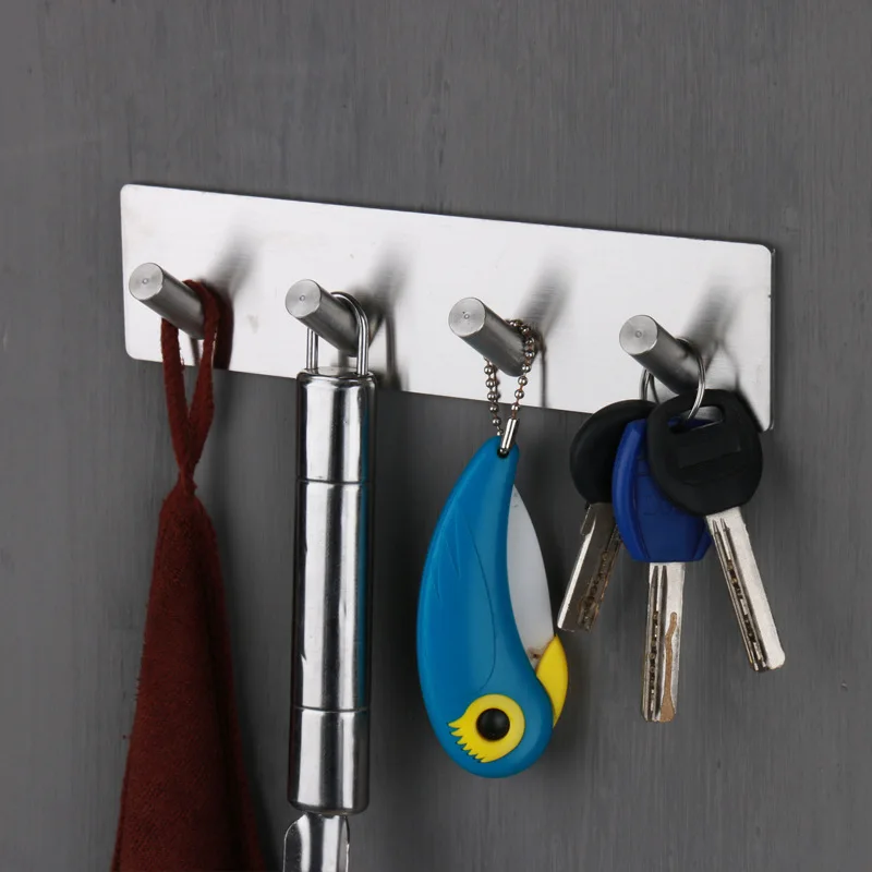 Bathroom kitchen without trace door clothes hook 304 stainless steel hotel rows of home square robe punch free | Обустройство дома