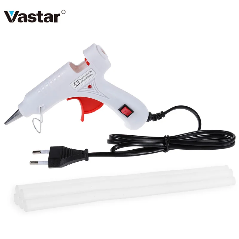 Vastar 20W 110 V-240 V горячего расплава клея пушка с 7 мм* 200 мм Клеевые стержни DIY термо мини клей пистолет ремонт тепловой инструмент