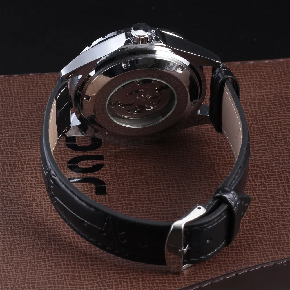 Классические Механические часы с ремешком на кожаном ремешке | Наручные