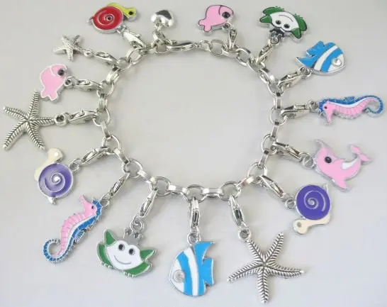 

Sea Animal charm bracelet W/ Enamel charms