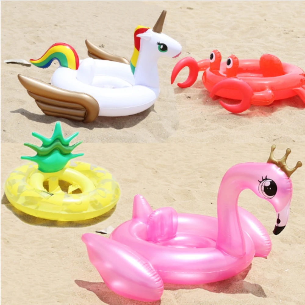 Детское надувное плавательное кольцо Фламинго Единорог Ананас из ПВХ для летнего веселья на воде, игрушка для круговой плавательной бассейна.