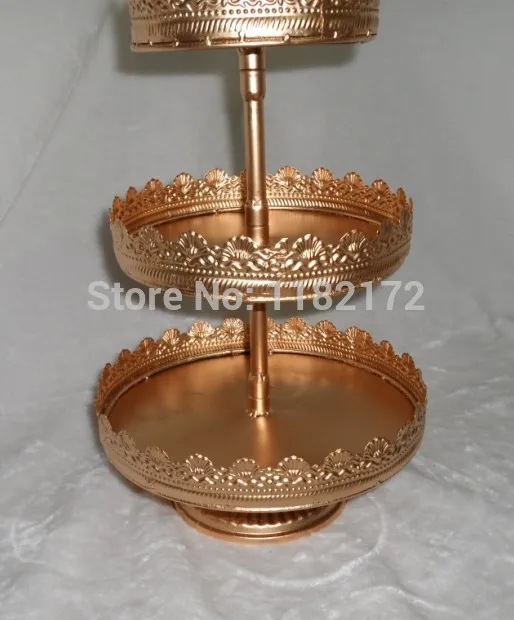 YAXIN 3 уровневая круглая бледно Золотая железная Красивая подставка для
