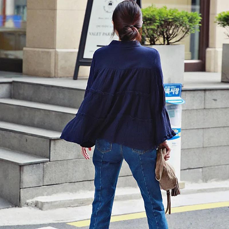 Корейская модная женская большие размеры топы дамы хлопок белье блузка Рубашки