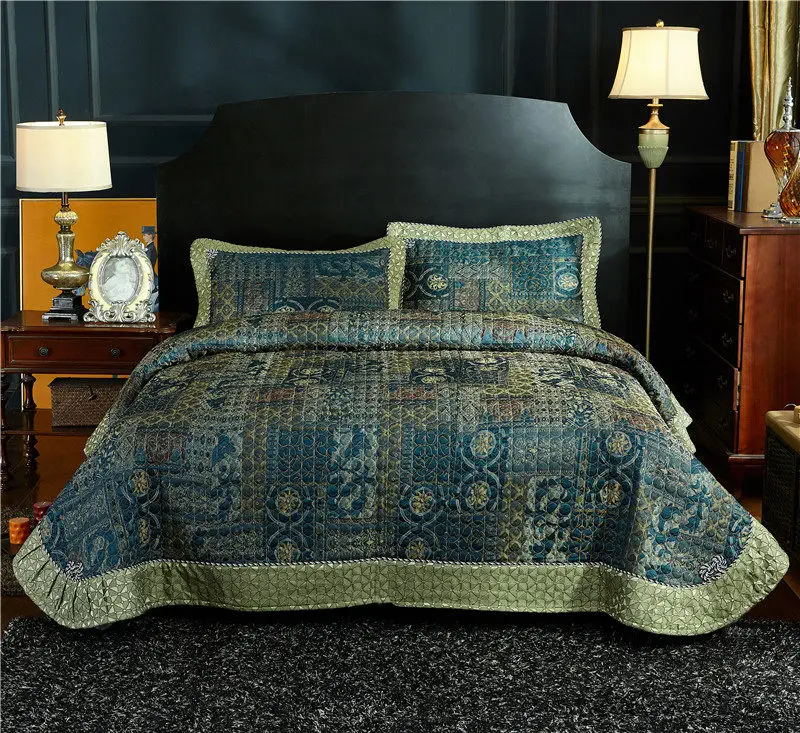 

Luxury 3-Pieces Antique Patchwork Quilted Bedspreads Vintage Reversible Coverlet Set ultra Soft Summer Bedspread Queen Size