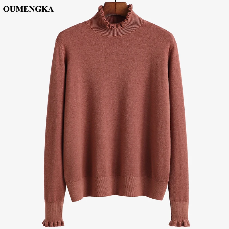 Turtleneck Ruched Women Sweater High Elastic Solid 2019 Fall Winter Fashion Loose Casual Knitted Pullovers Coffee | Женская одежда
