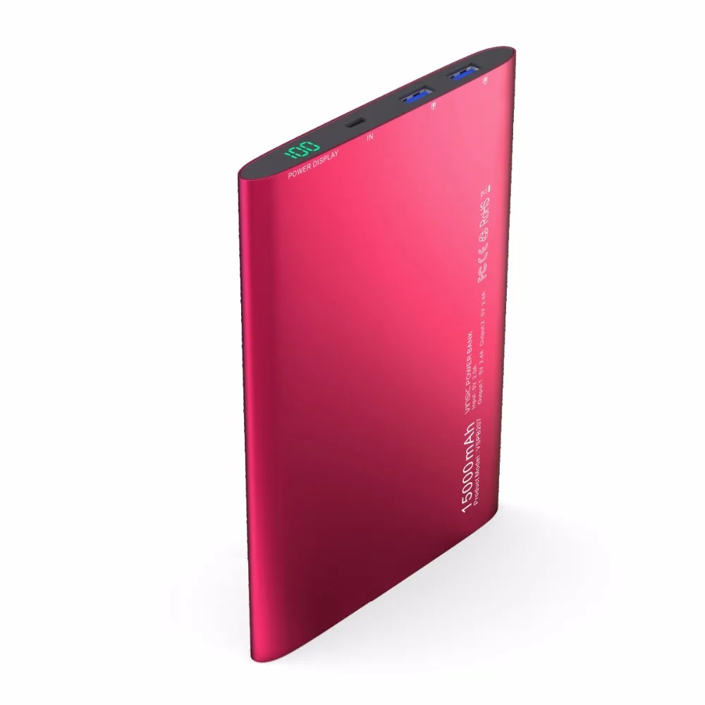 Vinsic чужой P7 15000 мАч Ultra Slim Мощность банк Smart Dual USB внешний мобильный Батарея
