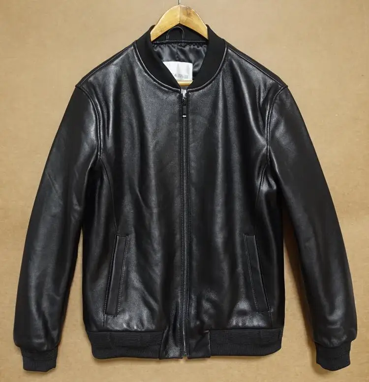 Мужская повседневная куртка из натуральной кожи черный цвет размеры 2xl 3xl xxxl