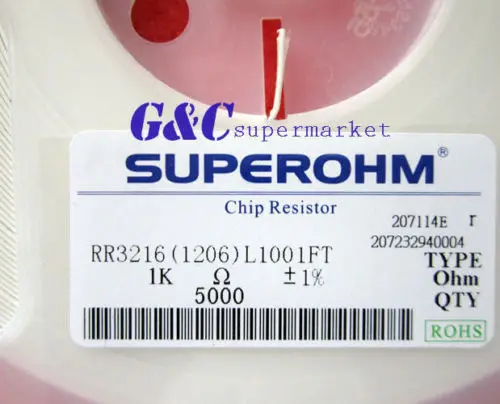 100 шт. 1 кОм 1000 Ом 1/4 Вт 1% 1206 SMD резисторы rohs новый хорошее качество|resistor smd|resistor smd