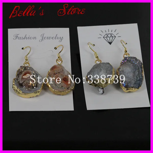 1 пара модных женских сережек крючков природного цвета друзы хрустальные висячие