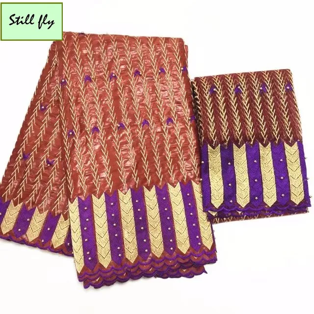 Желтый и синий базин богатая ткань с бусинами Высокое качество вышитые кружева