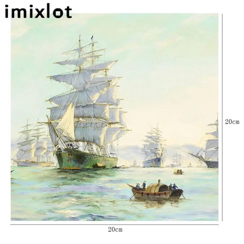 Imixlot HD Современная картина маслом Искусство Декор стены парусник под ясным небом