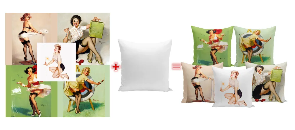 Масло patinting Sexy Lady Pinup Girl плакат Принт Чехлы для подушек современный дом декоративные волокна Подушки Детские случае Винтаж автомобиля Подушки Детские скольжения