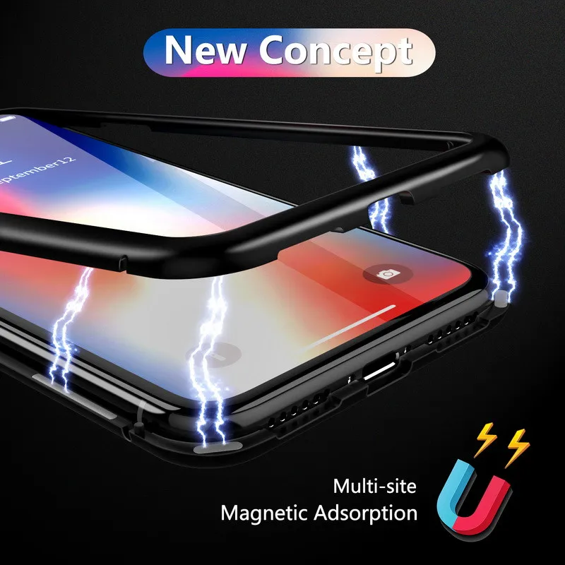 Металлический магнитный чехол для iPhone X 7 8 XS MAX XR 6 металлический бампер + задняя