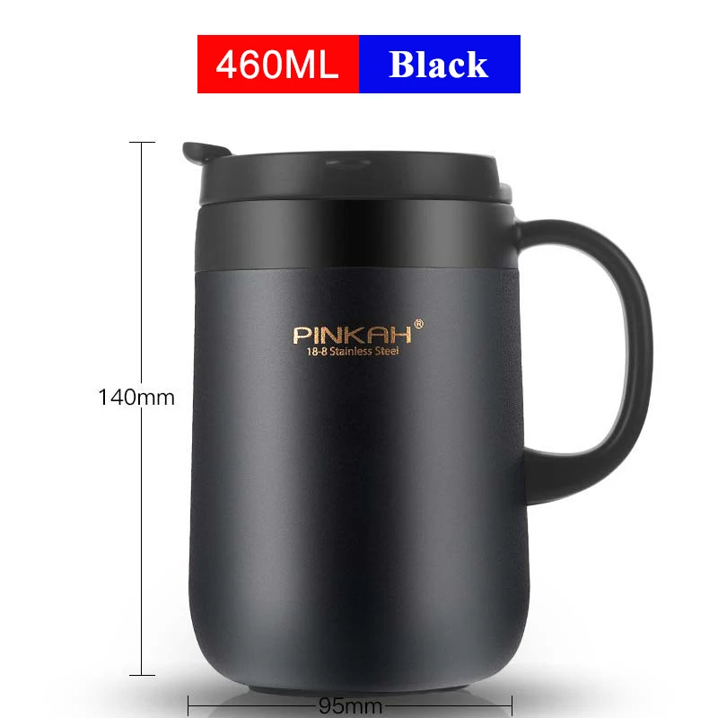 Pinkah 400 мл 304 Термосы Из Нержавеющей Стали Офисные чашки с ручкой с крышкой изолированные Чайные Кружки Термос чашки офисные термосы